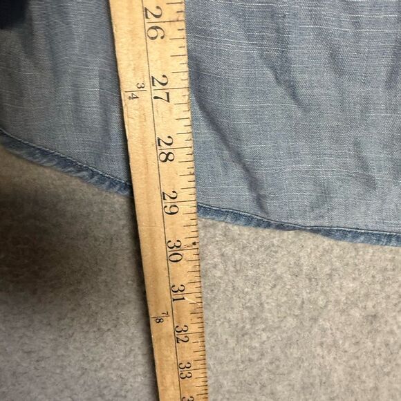 Ellen Tracy Women's Large Blue Lyocell Hi Low Short Sleeve Shirt Top Blouse - Picture 6 of 8